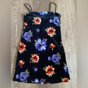 Forever 21 black velvet floral dress